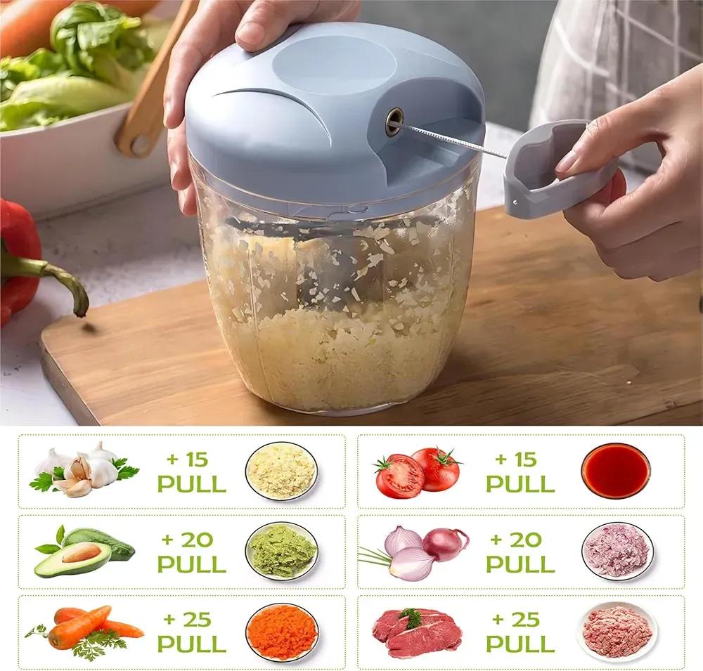900ml Manual Pull Chopper | For Vegetables, Nuts, and Salads