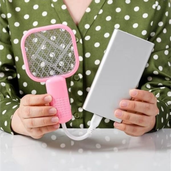 Mini USB Rechargeable Mosquito Racket With UV Light | Portable Electric Bug Zapper & Fly Swatter For Indoor/Outdoor