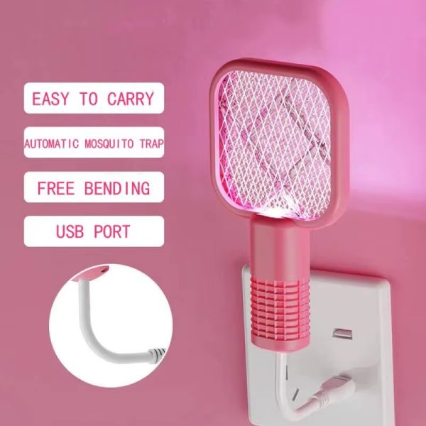 Mini USB Rechargeable Mosquito Racket With UV Light | Portable Electric Bug Zapper & Fly Swatter For Indoor/Outdoor