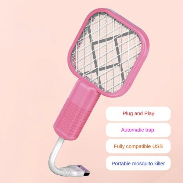 Mini USB Rechargeable Mosquito Racket With UV Light | Portable Electric Bug Zapper & Fly Swatter For Indoor/Outdoor