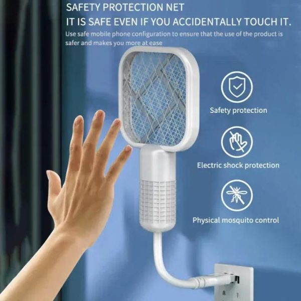 Mini USB Rechargeable Mosquito Racket With UV Light | Portable Electric Bug Zapper & Fly Swatter For Indoor/Outdoor