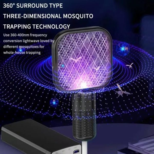 Mini USB Rechargeable Mosquito Racket With UV Light | Portable Electric Bug Zapper & Fly Swatter For Indoor/Outdoor