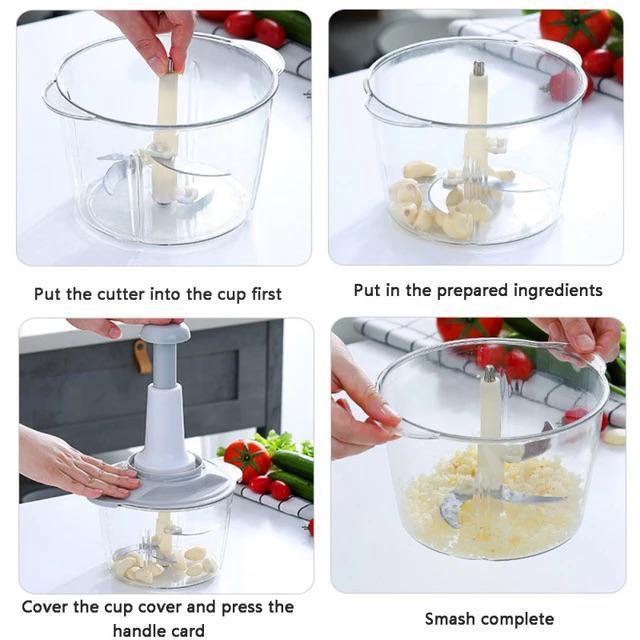 Large 1.5L Manual Food Chopper & Vegetable Slicer