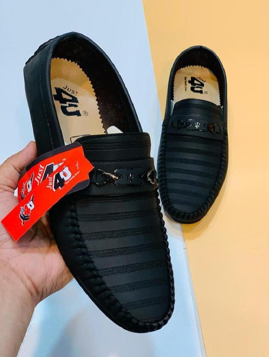 Classic Textured Black Loafers for Men | Casual & Semi-Formal Wear