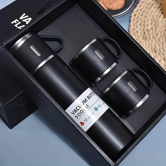 Stainless Steel Vacuum Flask Set | Hot & Cold Thermos for Tea, Coffee & Travel