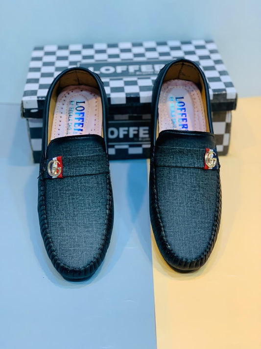 Classic Textured Blue Loafers for Men | Casual & Semi-Formal Wear